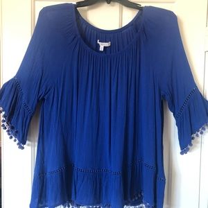 Fever blouse with open detail on bottom & sleeves